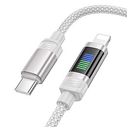 Кабель для зарядки та передачі даних USB Hoco U126 Lantern PD27W LED індикатор Type-C to Lightning 1.2 м Сірий