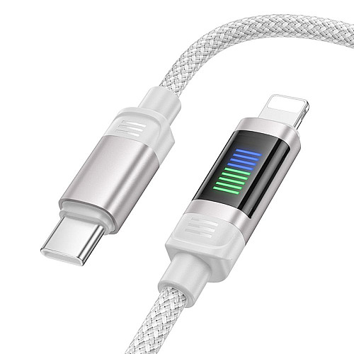 Кабель для зарядки та передачі даних USB Hoco U126 Lantern PD27W LED індикатор Type-C to Lightning 1.2 м Сірий