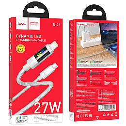 Кабель для зарядки та передачі даних USB Hoco U126 Lantern PD27W LED індикатор Type-C to Lightning 1.2 м Сірий