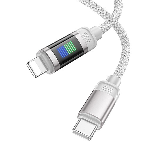 Кабель для зарядки та передачі даних USB Hoco U126 Lantern PD27W LED індикатор Type-C to Lightning 1.2 м Сірий