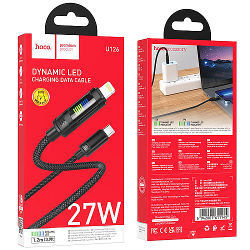 Кабель для зарядки та передачі даних USB Hoco U126 Lantern PD27W Type-C to Lightning 1.2 м Black