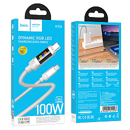 Кабель для зарядки та передачі даних USB Hoco U126 Lantern PD100W/5A Type-C до Type-C 1.2 м Сірий
