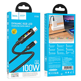 Кабель для зарядки та передачі даних USB Hoco U126 Lantern PD100W/5A Type-C to Type-C 1.2 м Black