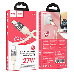 Кабель для зарядки та передачі даних USB Hoco U129 Spirit USB-C to IP / Type-C to Lightning PD27W 1.2 м Бежевий
