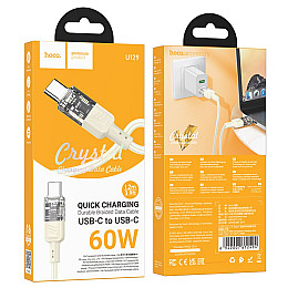 Кабель для зарядки та передачі даних USB Hoco U129 Spirit PD 60W 20 В / 3 А Type-C to Type-C 1.2 м Бежевий