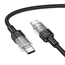 Кабель для зарядки та передачі даних USB Hoco U129 Spirit PD 60W 20 В / 3 А Type-C to Type-C 1.2 м Black