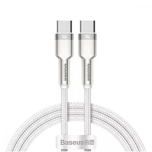 Кабель BASEUS Cafule metal Type-C to Type-C 100W 1м білий