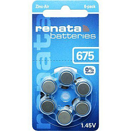 Батарейки для слухового апарата Renata ZA675.DP6 0% HG PR44 1х6 шт