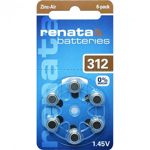 Батарейки для слухового апарата Renata ZA312.DP6 0% HG PR41 1х6 шт