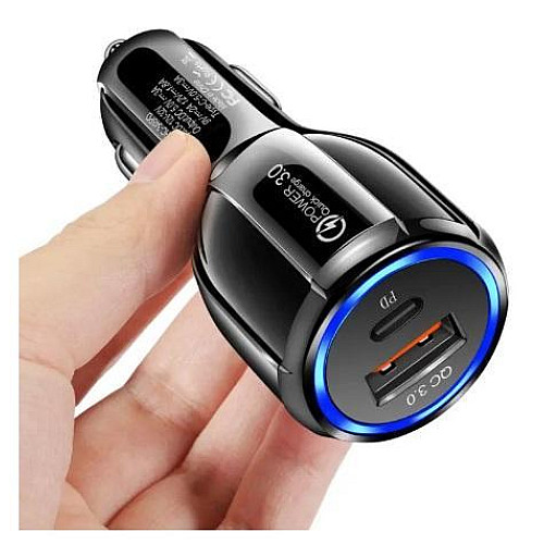 Автомобільне зарядне пристрій CWa USB - Type-C QC 3.0 Black (Н051037)