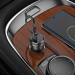Автомобильное зарядное устройство Borofone BZ24 Clever single port 1USB-C QC3.0/PD20W Transparent Black