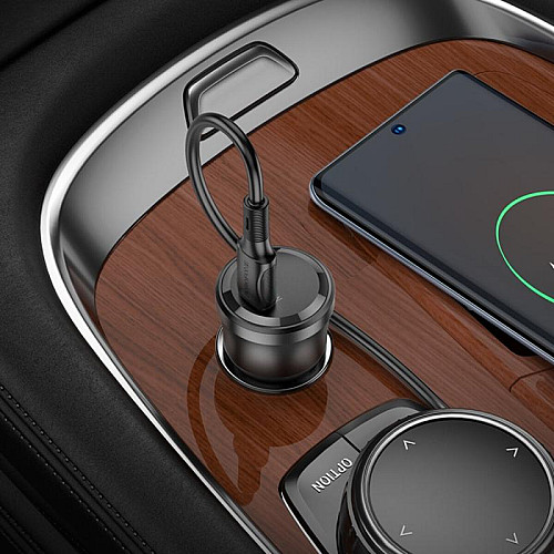 Автомобильное зарядное устройство Borofone BZ24 Clever single port 1USB-C QC3.0/PD20W Transparent Black