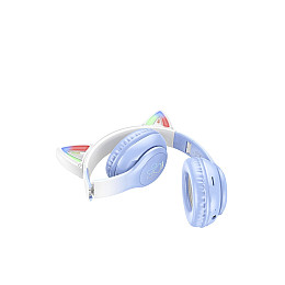 Бездротові навушники Hoco W42 Cat Ear з підсвіткою Біло-блакитний ЦБ-00259103