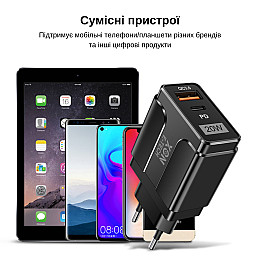 Зарядное устройство XON PowerCharge 20W PD20 USB Type-C Black (PCWA020020A1С1B 6136)