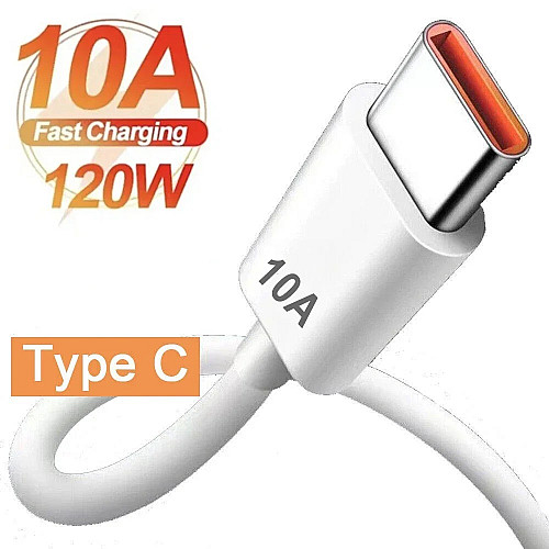 Кабель для зарядки и передачи данных Charger 10А USB Type-C white 2 м Белый