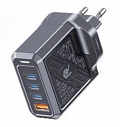 Зарядный устройство для телефона Remax Mecha Warrior GaN 120W 3C+1A RP-U107