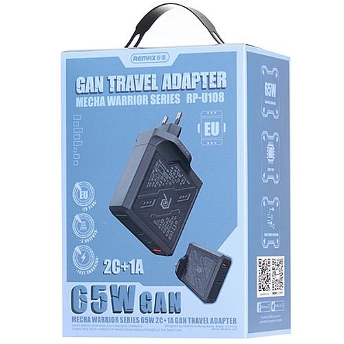 Зарядное устройство Remax Mecha Warrior Series 65W 2C+1A GaN RP-U108 02 Project
