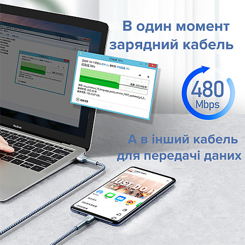 Кабель зарядки Remax Jany RC-124a USB 2.0 Type-C 2.4A Серый 1 м