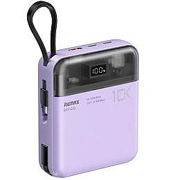 Мини-повербанк с кабелем 10000 мАч PD 20W QC 22.5W Remax RPP-602 Розовый
