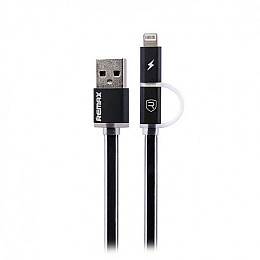 Кабель для зарядки и передачи данных Combo 2-in-1 Remax RC-020t Aurora USB-Lightning/ USB-МicroUSB 1 м Black
