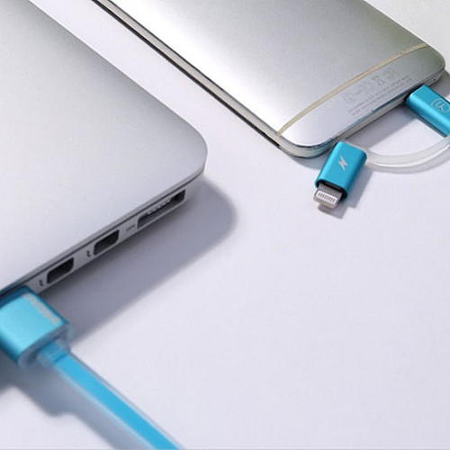Кабель для зарядки и передачи данных Combo 2-in-1 Remax RC-020t Aurora USB-Lightning/ USB-МicroUSB 1 м Blue