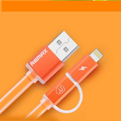 Кабель для зарядки и передачи данных Combo 2-in-1 Remax RC-020t Aurora USB-Lightning/ USB-МicroUSB 1 м Orange