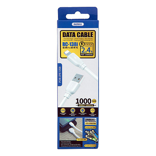 Кабель USB Remax RC-138i USB-Lightning 2.4A 1 м White