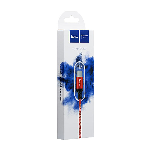 Кабель для зарядки USB Hoco X14 Times SpeedUSB-Type C 2.4A 1 м Красно-черный
