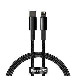 Кабель для зарядки та передачі даних BASEUS Tungsten Gold Type-C to Lightning PD 20W /2.4A 1 м Black