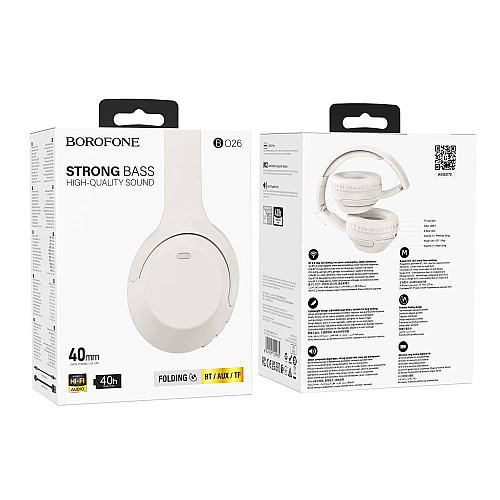 Стерео гарнітура Borofone BO26 Delightful Bluetooth V5.3 350mAh Білий (34330_3339116)