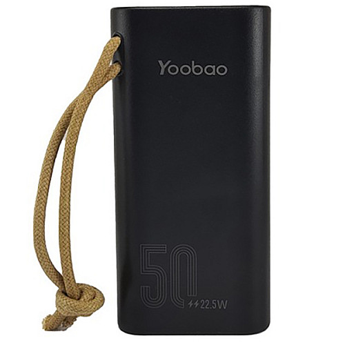 Повербанк Yoobao H5 Power Bank 50000 mAh SCP22.5W/PD20W PD Type-C ліхтарик Чорний