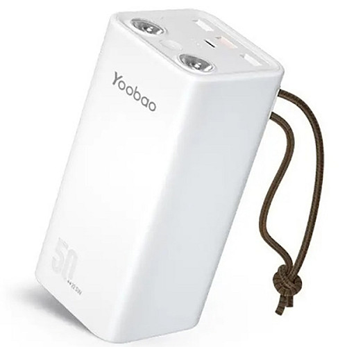 Повербанк Yoobao H5 Power Bank 50000 mAh SCP22.5W/PD20W PD Type-C ліхтарик Білий