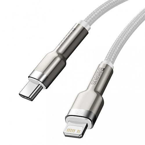 Кабель для зарядки и обмена данными BASEUS CATLJK-A02 Cafule Metal Type-C to Lightning PD 20W 2.4А 1 м White
