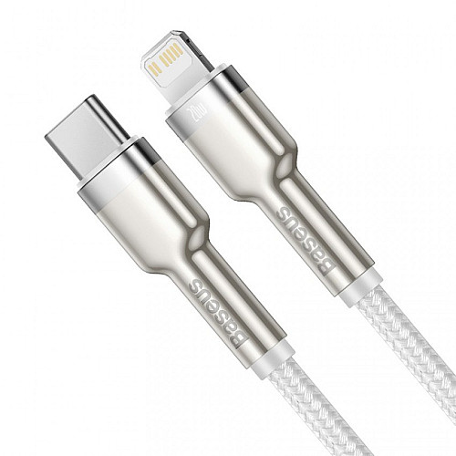 Кабель для зарядки и обмена данными BASEUS CATLJK-A02 Cafule Metal Type-C to Lightning PD 20W 2.4А 1 м White