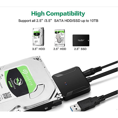Переходник с питанием для жесткого диска No Brand Sata - USB 3.0 SSD HDD 2.5/3.5"