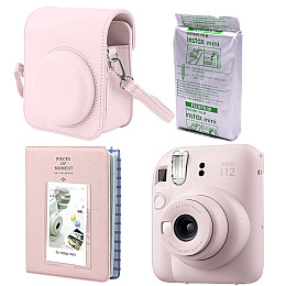 Набір камера Fujifilm Instax Mini 12/Фотопапір 10 шт/Чохол/Фотоальбом 64 фото Рожевий