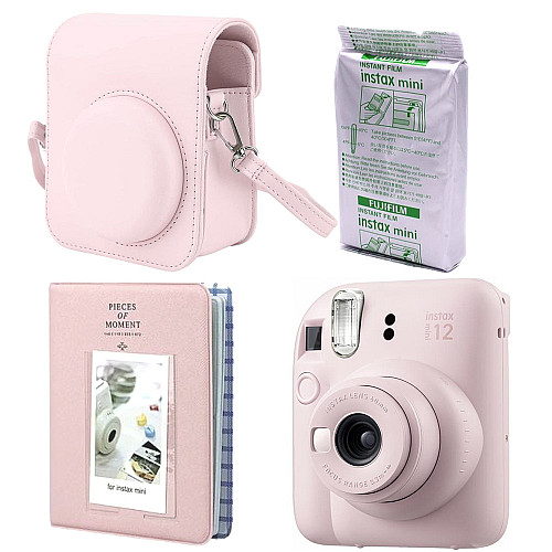 Набор камера Fujifilm Instax Mini 12/Фотобумага 10 шт/Чехол/Фотоальбом 64 фото Розовый