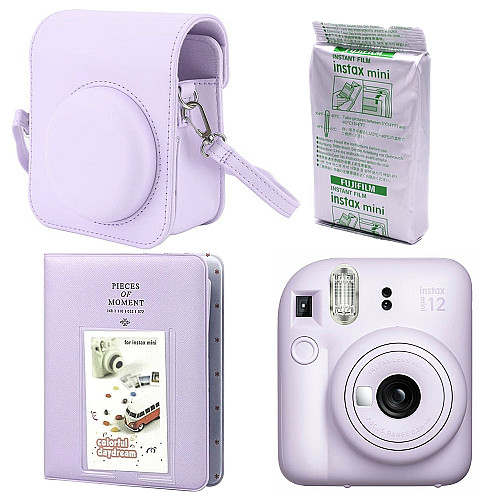 Набор камера Fujifilm Instax Mini 12/Фотобумага 10 шт/Чехол/Фотоальбом 64 фото Фиолетовый