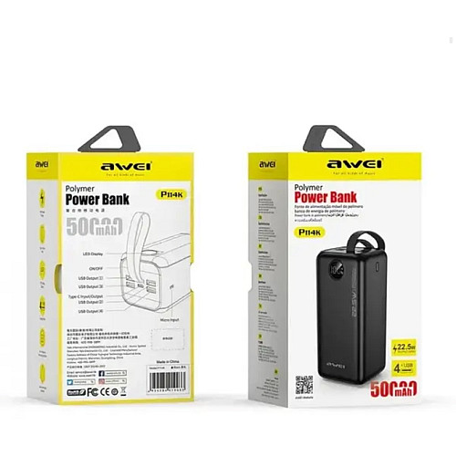 Портативная батарея Power bank Awei 9573 50000 mAh Black