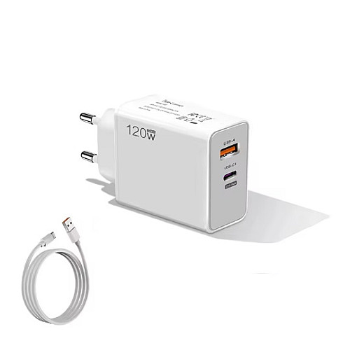 Сетевое зарядное устройство Gan 120W Charger + Кабель 6A USB-A to USB-C Белый (SH0000313)