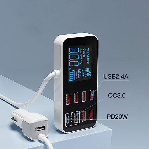 Автомобільне зарядне пристрій Addap 12-24V 40W LED QC3.0 PD3.0 (WLX-A9S+)