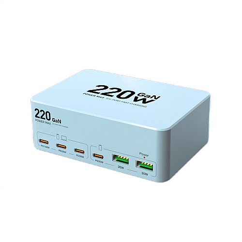 Мультизарядное устройство Addap GaN 6 портов USB + Type-C 220 W QC3.0+PD (WLX-818L)