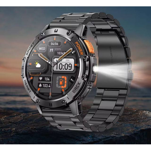 Тактичні смарт-годинники з ліхтариком Lemfo K65 Black (17452-hbr)