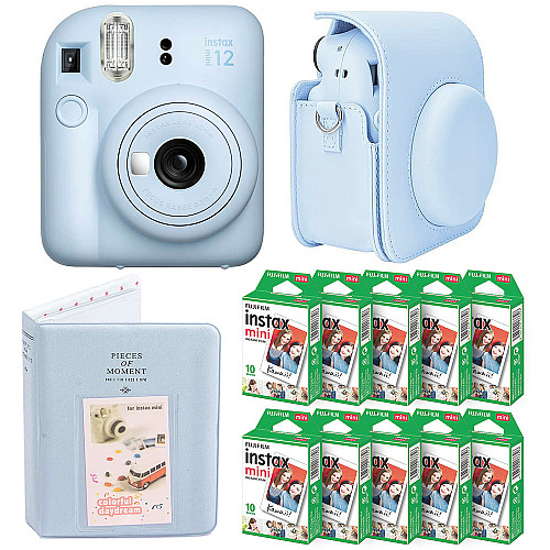 Подарочный набор камера Fujifilm Instax Mini 12/Фотобумага 100 шт/Чехол/Фотоальбом на 64 фото Голубой