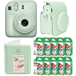 Подарочный набор камера Fujifilm Instax Mini 12/Фотобумага 100 шт/Чехол/Фотоальбом на 64 фото Зеленый