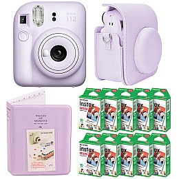 Подарочный набор камера Fujifilm Instax Mini 12/Фотобумага 100 шт/Чехол/Фотоальбом на 64 фото Фиолетовый