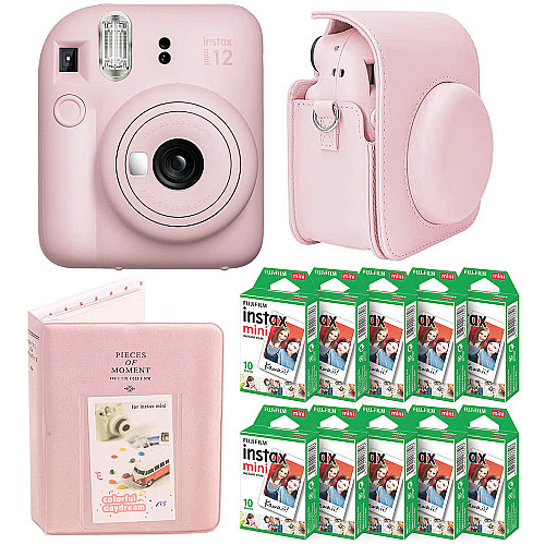 Подарочный набор камера Fujifilm Instax Mini 12/Фотобумага 100 шт/Чехол/Фотоальбом на 64 фото Розовый