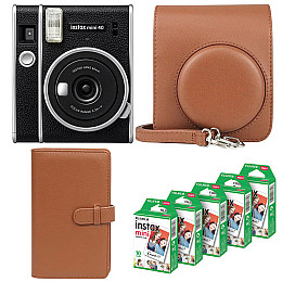 Подарочный набор Фотоаппарат Fujifilm Instax Mini 40/Фотобумага 50 шт/Чехол/Фотоальбом на 108 фото Коричнеый