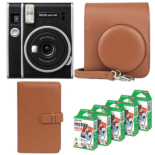 Подарковий набір Фотоапарат Fujifilm Instax Mini 40/Фотопапір 50 шт/Чохол/Фотоальбом на 108 фото Коричневий