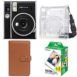 Подарочный набор Фотоаппарат Fujifilm Instax Mini 40/Фотобумага 20 шт/Чехол/Фотоальбом на 108 фото Коричневый
